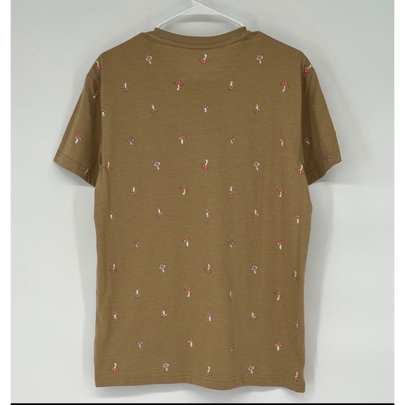 NWT AEROPOSTALE Mushroom Print T-Shirt Men Size M Tan Short Sleeve Crew Neck - Picture 9 of 13